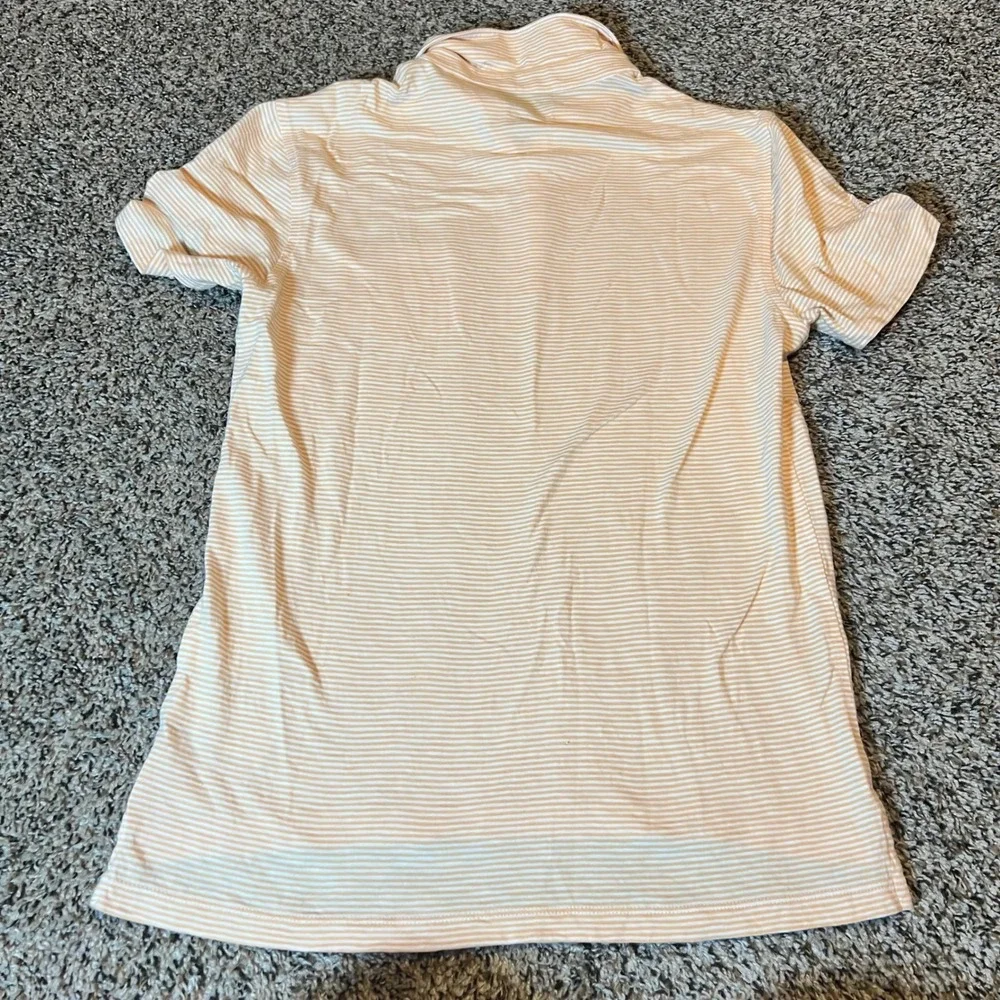 J Crew Men Striped Slub Cotton Short Sleeve Pocket Polo Shirt Sz M Orange White